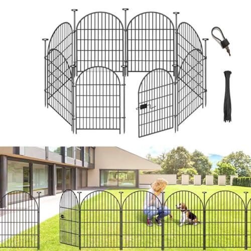 ADAVIN 32in Garden Fence Animal Barrier, 8 Panels Fencing for Dogs - color: Black, size: 32in(H)x27in(L) 7 Panels + 1 Gate