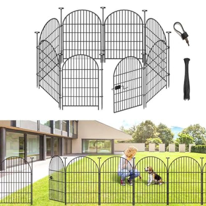 ADAVIN 32in Garden Fence Animal Barrier, 8 Panels Fencing for Dogs - color: Black, size: 32in(H)x27in(L) 7 Panels + 1 Gate
