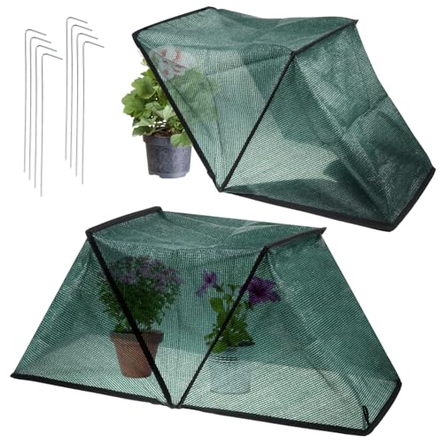 CIEOVO 32.5" x 13" x 15.7" Garden Plant Shade Tent, Foldable Raised Garden Beds Plant Protector Sun Shade Cloth with Stakes Plant Protector UV Resisitant Shade Net Crop Cages for Outdoor Plants