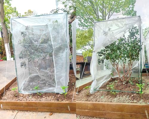 2 Sets 34"x34"x50" Ultra Fine Mesh Garden Netting with Frame Insect Barrier - size: 34x34x50"