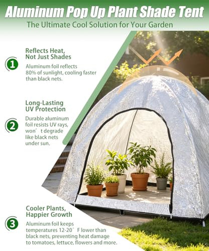 2-Pack Silver Aluminum Pop Up Plant Shade Tent, 36x36x39 Inch 80% Shading - color: Silver, size: 36 x 36 x 39 Inch