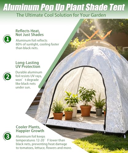 2-Pack Silver Aluminum Pop Up Plant Shade Tent, 22x22x23 Inch 80% Shading - color: Silver, size: 22 x 22 x 23 Inch