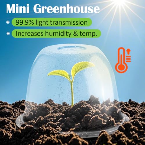 10" D × 6.7" H Plant Protectors from Animals, Garden Cloches for Seedlings Nursery Pots, Durable Humidity Domes with Ventilation Holes, Clear Plant Covers, Mini Greenhouse for Plants 5-Pack - size: 10" D × 6.7" H 5P