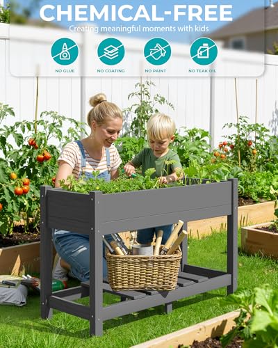 SERWALL Raised Garden Bed with Legs Set of 2-Gray - color: Gray, size: 2 pack