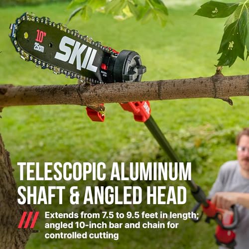 SKIL PWR CORE 40 Brushless 40V 10'' Pole Saw Kit with Over 9ft. Telescoping Shaft & Angled Head, Includes 2.5Ah Battery and Auto PWR Jump Charger - PS4561C-10 - style: 40V 10" Pole Saw Kit