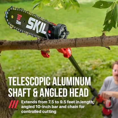 SKIL PWR CORE 40 Brushless 40V 10'' Pole Saw Kit with Over 9ft. Telescoping Shaft & Angled Head, Includes 2.5Ah Battery and Auto PWR Jump Charger - PS4561C-10 - style: 40V 10" Pole Saw Kit