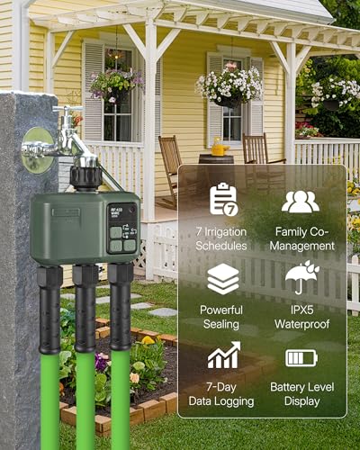 WiFi Water Timer for Garden Hose, Sprinkler Timer 3 Zone, 3 Outlet Smart Hose Watering with WiFi Irrigation Controller, Automatic Irrigation System/Rain Delay/Manual Watering D33WT06 - style: 3 ZONE