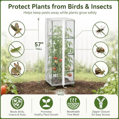 Halatool Garden Tomato Plant Cover Netting, Fits 50–63" Square Tomato Cages - color: 2 Pack, size: 57 inch