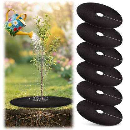 20.5" Non-Woven Tree Mulch Ring 6 Pack, Tree Mulch Used to inhibit Landscape Weed Control Plant Root Protectio - color: Black-6 pack-20.5"