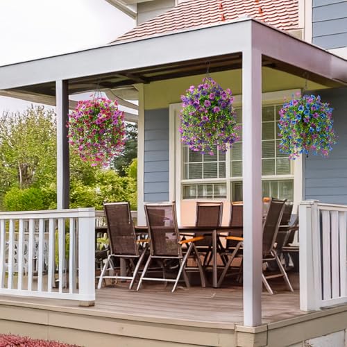 INQCMY 2 Pcs Artificial Fake Hanging Flowers for Outdoors UV Resistant - color: Purple1