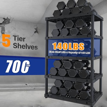 Plastic Storage Shelves, Heavy Duty Shelving Units, 700LBS - size: 5 Tier(larger size)