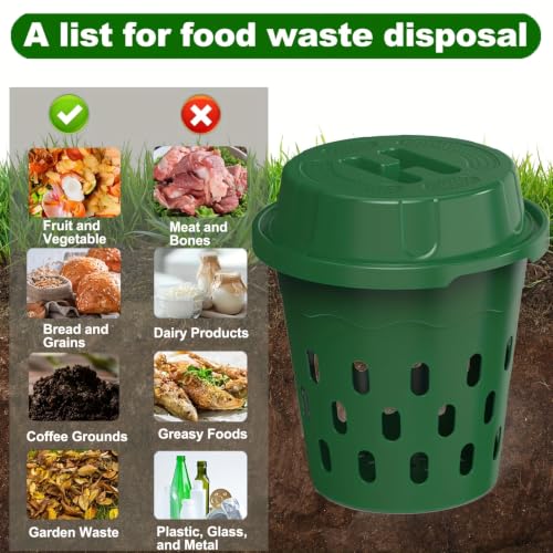 4-Pack Inground Worm Composter, 8L Underground Worm Farm with Aeration & Animal-Proof Lid, Food Waste Recycler for Garden Beds, Easy for Beginners, Green