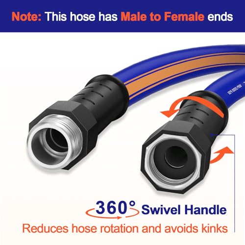 short garden hose 6 feet x 5/8Inch, short water hose with Swivel Handle, Heavy Duty, Flexible, Sturdy, Lightweight, Male to Female Fittings - size: 6FT Male to Female