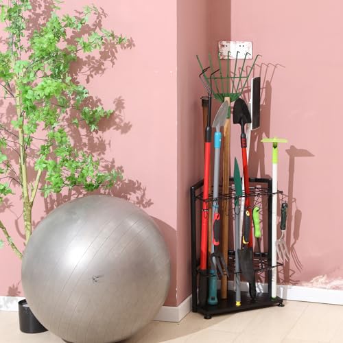 YueTong Garden Tool Organizer for Corner,Yard Tools Rack for Garage Storage Organization,Garage Tool Holder Free Standing No Mount.Heavy Duty and Solid Metal for Indoor and Outdoor Use. - style: Corner