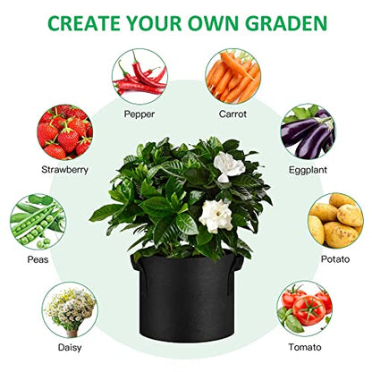 JNYONG 12-Pack 30 Gallon Thickened Non-Woven Grow Bags - size: 30 Gallons