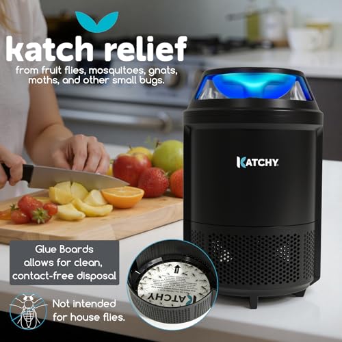Katchy Indoor Flying Insect Trap – Catcher & Killer for Mosquitoes, Fruit Flies, Gnats & Moths – Non-Zapper with Suction & Blue Light – Ideal for Indoor Spaces, Kitchens & Plants (Original, Black) - color: Pro - Black