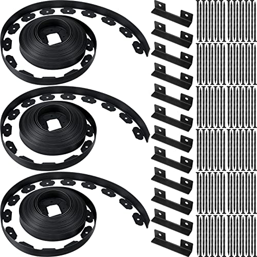 Wesiti 2" x150 Ft Landscape Edging Kit No Dig Garden Edging Border 2 Inch Pavers with 120 Anchoring Spikes Mulch Barrier for Lawn Driveway Flower Bed Playground Yard Grass, PE Black