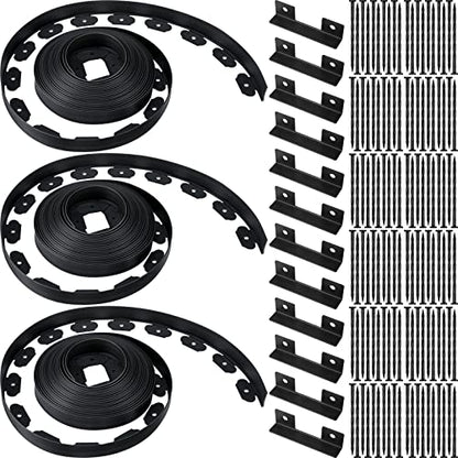 Wesiti 2" x150 Ft Landscape Edging Kit No Dig Garden Edging Border 2 Inch Pavers with 120 Anchoring Spikes Mulch Barrier for Lawn Driveway Flower Bed Playground Yard Grass, PE Black