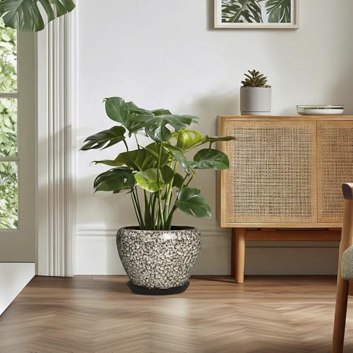 Ceramic Pots for Plants, 10 Inch Planters, White Leopard - color: White Leopard, size: 10 Inch