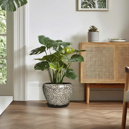 Ceramic Pots for Plants, 10 Inch Planters, White Leopard - color: White Leopard, size: 10 Inch