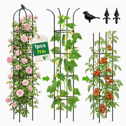 OTOSUNNY 6.3 ft Garden Obelisk Trellis for Climbing Plants Outdoor, 1PCS - size: 1 pack 75.6 in