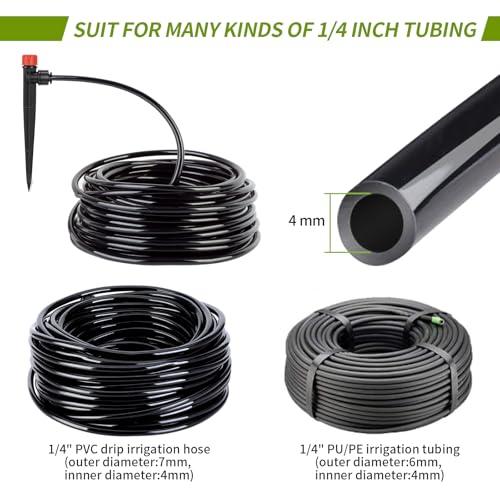 60 Pcs Quick-Connect Drip Irrigation Emitters for 1/4 inch Irrigation Tubing 360 Degree Adjustable Water Flow Drip Irrigation Heads Irrigation Drippers for Potted Plants Flower Raised Bed Vegetable - size: 60 Pcs Quick-connect Drip Emitters