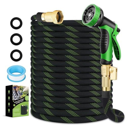 Upgraded 50FT Expanding Garden Hose with 10 Pattern Spray Nozzle