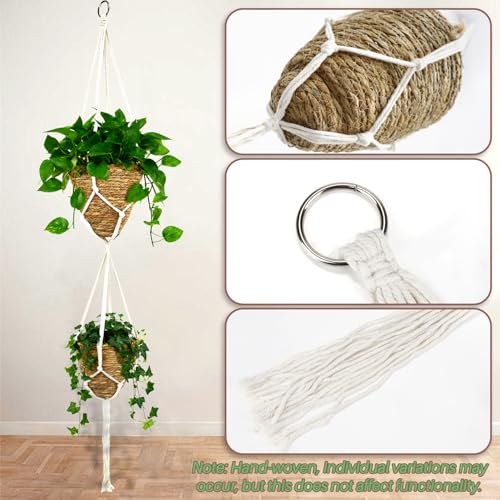RAINFLOW Macrame Plant Hangers 5 PCS, Hanging Plant Holder Set