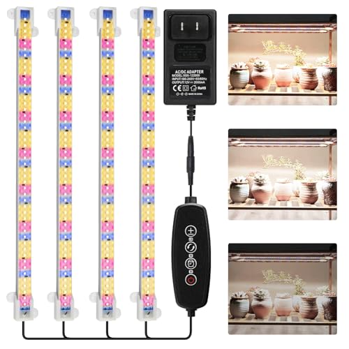 Mosthink Grow Lights Full Spectrum LED Light Strip for Indoor Plants - color: Mix, size: 13.8inch 4Pack-in-1