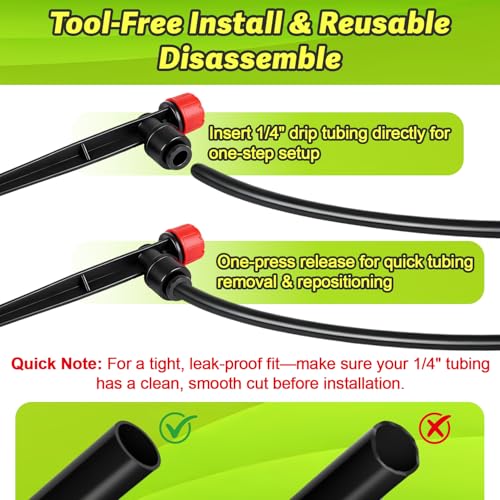 30 Pack Quick Connect Drip Emitters with Stake for 1/4" Irrigation Tubing, Adjustable 360 Degree Water Flow Irrigation Sprayer On 5" Stake Garden Irrigation Dripper for Watering System - color: Push Stream Emitter-30P