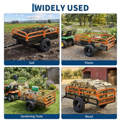 1500-Lb Capacity Heavy-Duty Steel Dump Cart with Removable Rear Panel - color: Orange