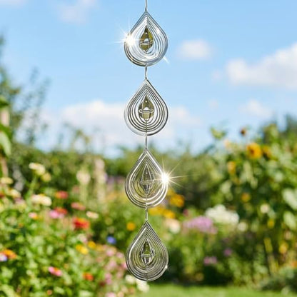 3Pcs Water Droplets Bird Scare Discs Set-Highly Reflective Double-Sided Bird Reflectors, Wind Spinners Outdoor Garden Decor, Birds Devices Deterrent to Scare Birds Away from Yard Patio Farm