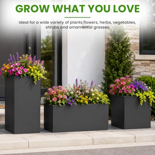 30 Inch Tall Outdoor Planter, Heavy Duty Galvanized Steel Planter Box - size: 30 Inch