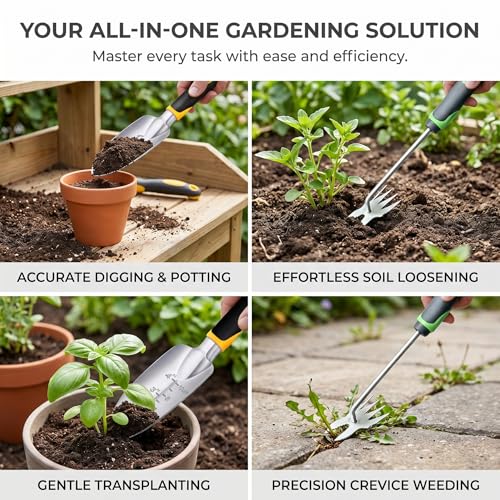 Lispin 2-in-1 Heavy-Duty Weeder & Garden Trowel — A Sturdy, Durable Stainless Steel Root Removal Tool Featuring an Ergonomic, Non-Slip Handle; Suitable for Garden, Lawn, and Yard Tool Sets. - size: 2PSC-B