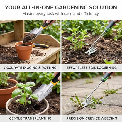 Lispin 2-in-1 Heavy-Duty Weeder & Garden Trowel — A Sturdy, Durable Stainless Steel Root Removal Tool Featuring an Ergonomic, Non-Slip Handle; Suitable for Garden, Lawn, and Yard Tool Sets. - size: 2PSC-B