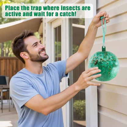 6pcs Sticky Insect Trap Ball Osseph Fruit Fly Trap Balls for Indoor Outdoor - color: Green