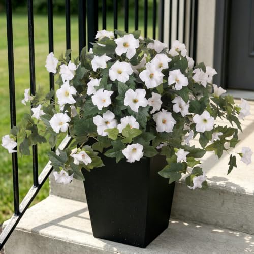 Ammyoo 2PCS Artificial Petunias Flowers Fake Plants for Outdoor Decoration - color: White