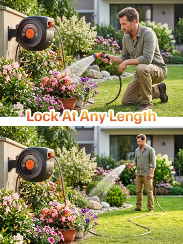 Mars Villa Retractable Garden Water Hose Reel for Outside, 1/2 IN x 65 FT - size: 1/2" 65FT