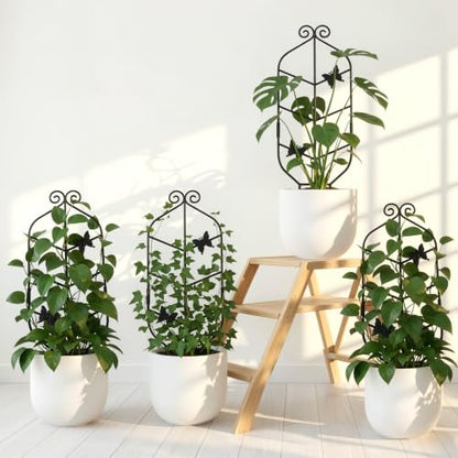 30" Metal Trellis for Potted Climbing Plants, Indoor Outdoor, 4PC