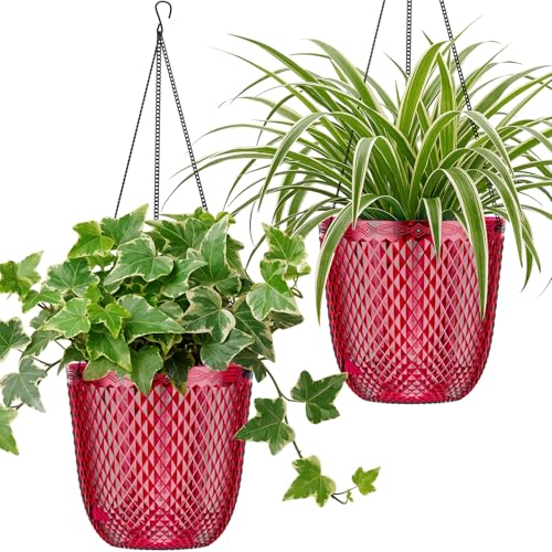 QCQHDU Hanging Planters for Indoor Plants, 2-Pack, 7.2 Inch, Red - color: Red, size: 7.2in
