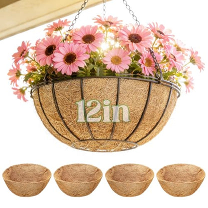 ANPHSIN 4Pcs 12inch Coconut Liners for Hanging Baskets Planters - size: 12in