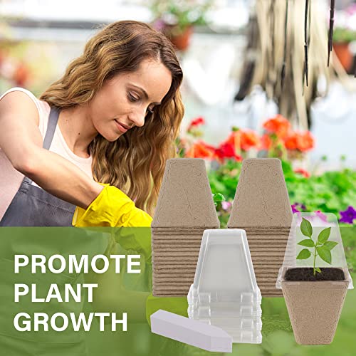 winemana Seed Starter Peat Pots,Biodegradable with Humidity Dome and Labels For Plant Nursery, Seedlings Planting For Indoor Outdoor Garden (Square)36 Set - size: Square