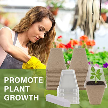 winemana Seed Starter Peat Pots,Biodegradable with Humidity Dome and Labels For Plant Nursery, Seedlings Planting For Indoor Outdoor Garden (Square)36 Set - size: Square