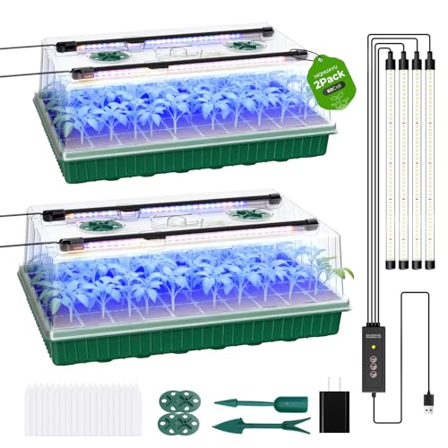 2 Pack Seed Starter Tray with Grow Light, 120-Cell Seedling Kit - size: 120 Cells
