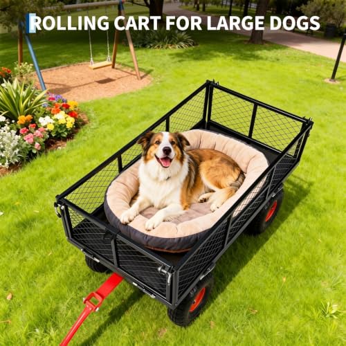 Garvee 900 LB Garden Cart, Heavy Duty Metal Utility Garden Wagon Cart. Red - color: Red, size: 900 Lbs