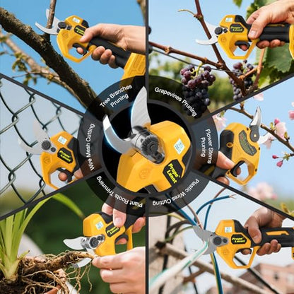 Pruning Shears Compatible with Dewalt 20V Battery, SK5 Blade, 0.8-1.5" Cut - color: Yellow