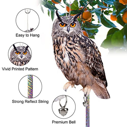 3 Pack Hanging Outdoors Reflective Scarer Away Owl Device to Keep Animals Pigeon Woodpecker Away from Patio Garden - color: Brown-3