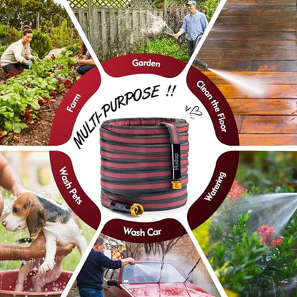 Flexible Lightweight Garden Hose 15 FT - color: Gray/Red, size: 15 FT