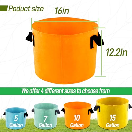 10-Gallon Fabric Grow Bag (7 Pack of Mix Colors) with Handles for Vegetable - size: 10 Gallon