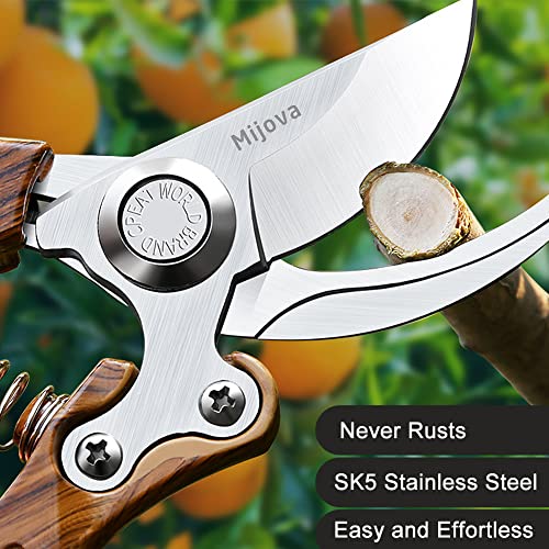 Pruning Shears, High Carbon Steel Heavy Duty Anti-Slip Garden Shears - color: Wood Grain